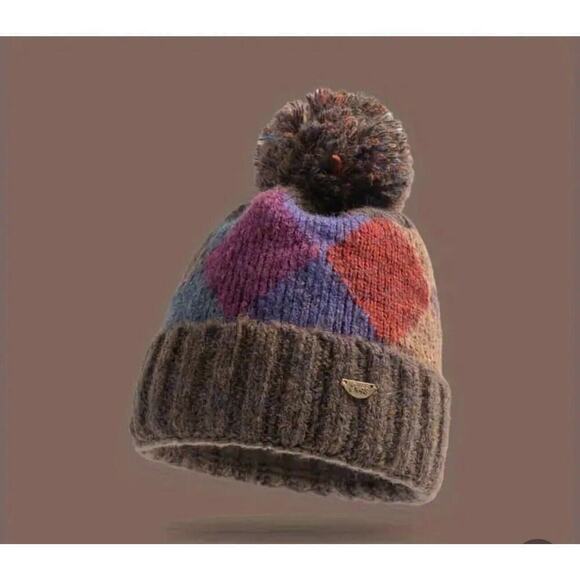 Beanie Hat Unisex Knitted Pom Pom Winter Cozy Holiday Grandpa Core Colorful - Picture 1 of 4